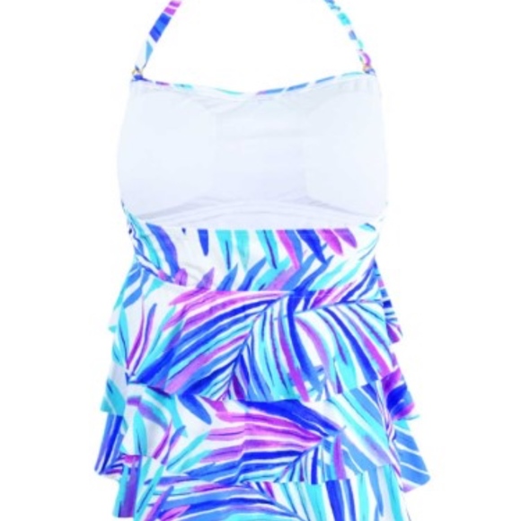 Tummy Concealer Tiered Strapless Tankini Top 8 - Picture 3 of 5